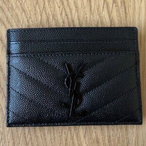 YSL Monogram Card Case in Grained Leather